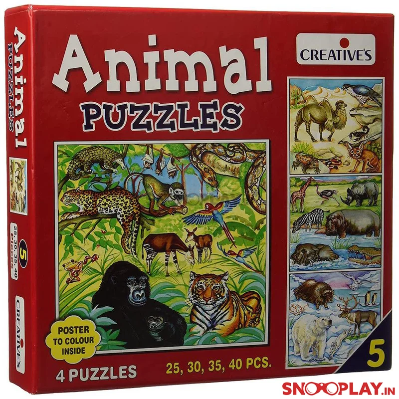 Braille - compatible puzzles for visually - impaired users Animal Puzzle (Series 5) - Set of 4 Jigsaw Puzzles Braille - compatible puzzles for visually - impaired users Animal Puzzle (Series 5) - Set of 4 Jigsaw Puzzles