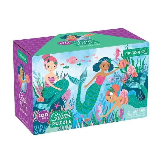 Puzzle - shaped planters for indoor plants​ Mudpuppy 100pc Glitter Puzzle - Mermaids