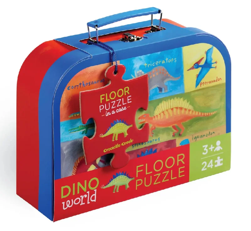 Toddler - friendly puzzles with large pieces​ Crocodile Creek 24pc Puzzle Case - Dino World