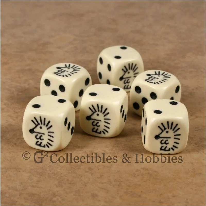 Plush toys for fashionistas in trendy outfits​ Hedgehog 6pc Dice Set - Ivory