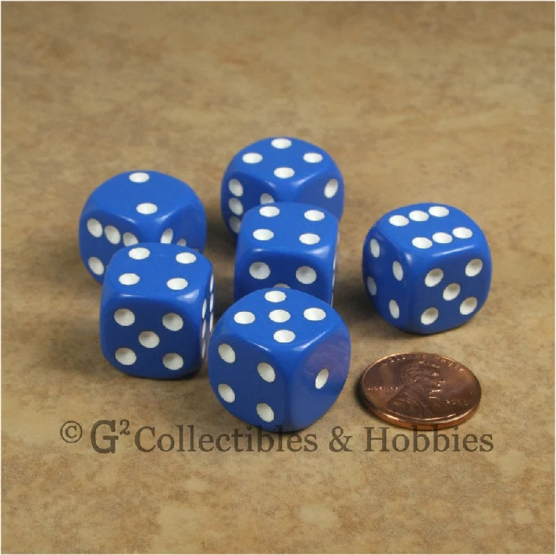 Office - desk plush toys for a touch of cuteness D6 16mm Rounded Edge Blue with White Pips 6pc Dice Set Office - desk plush toys for a touch of cuteness D6 16mm Rounded Edge Blue with White Pips 6pc Dice Set