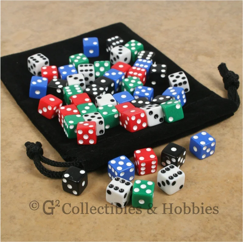 Plush toys for art lovers with artistic patterns D6 8mm Opaque Multicolored with White/Black Pips 50pc Dice & Bag Set Plush toys for art lovers with artistic patterns D6 8mm Opaque Multicolored with White/Black Pips 50pc Dice & Bag Set