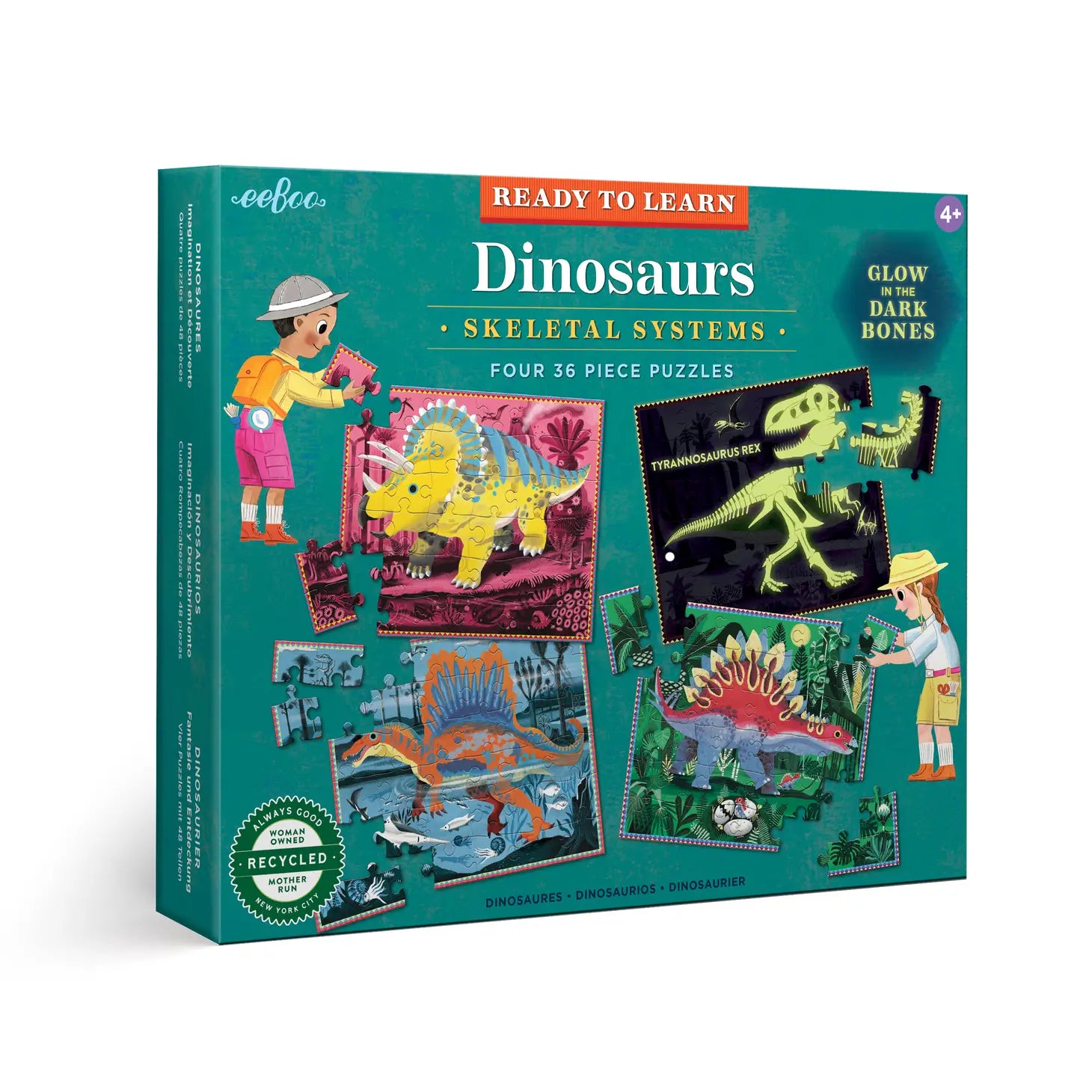 Puzzle boxes with secret compartments​ Dinosaurs Ready to Learn 36 Piece 4 Puzzle Set