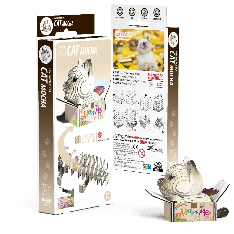 Puzzle - based escape - the - room party kits for home parties​ EUGY Cat - Mocha 3D Puzzle