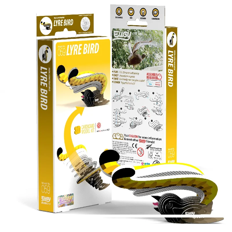 3D puzzles with intricate building elements​ EUGY Lyre Bird 3D Puzzle