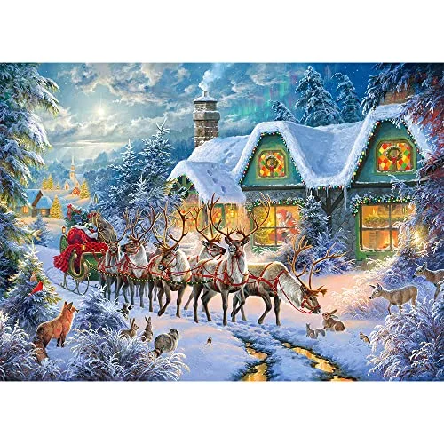 Puzzle - themed photo frames for displaying memories​ Falaza Christmas Jigsaw Puzzles 1000 Pieces for Adults - Christmas Reindeer Family Holiday Puzzle, Large Jigsaw Puzzle for Educational Gift Home Decor