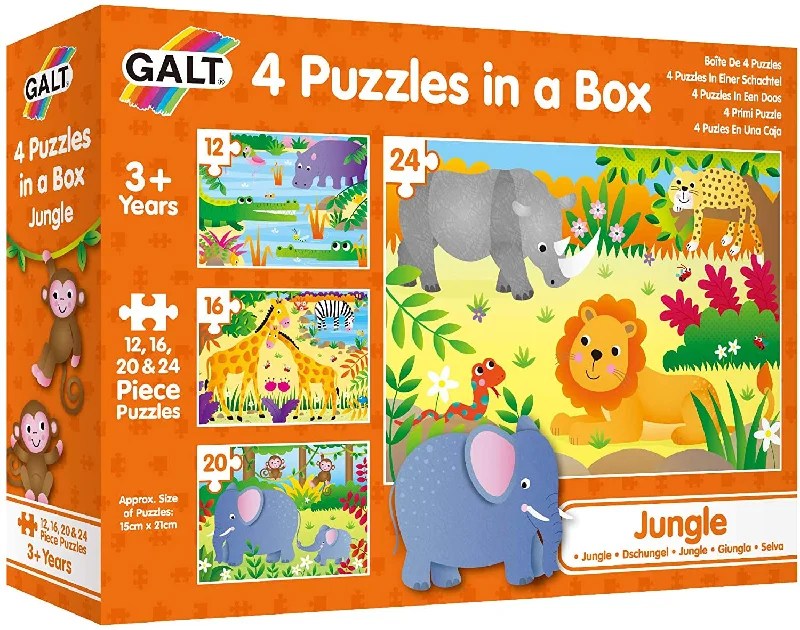 Puzzle - inspired pottery with puzzle - like textures​ Galt 4 Puzzles In A Box Jungle