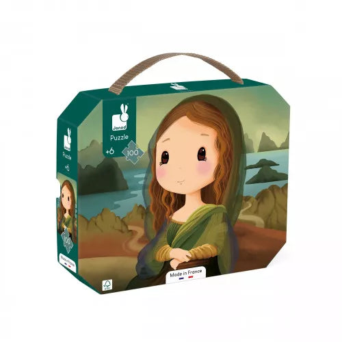 Puzzle - related art prints for wall decoration​ Janod Inspired by Leonardo Da Vinci 100Pc Suitcase Puzzle