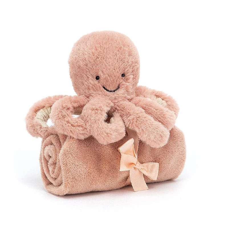 Plush toys for archaeologists with shovel - or artifact - shaped accessories​ Jellycat Odell Octopus Soother - Personalisation Available