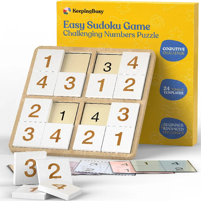 Puzzle - inspired woodwork pieces for furniture​ Keeping Busy Wooden Sudoku Board Game - Dementia Activities for Seniors - Easy Sudoku Puzzles for Adults - Large Pieces with Templates - Alzheimers Product -Cognitive Games for Elderly - 3D Sudoku