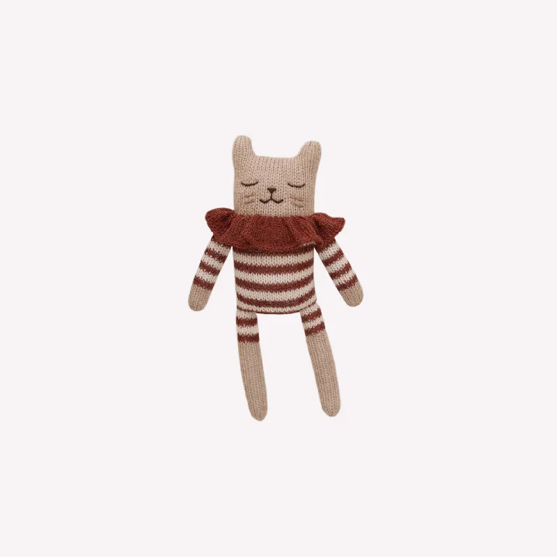 Plush toys for college students' dorm decor​ Main Sauvage Knit Toy - Kitten - Sienna Striped Romper