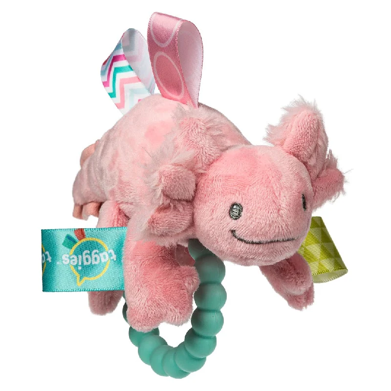 Travel - friendly plush toys that are compact and lightweight​ Mary Meyer Taggies® Teether Rattle Lizzy Axolotl