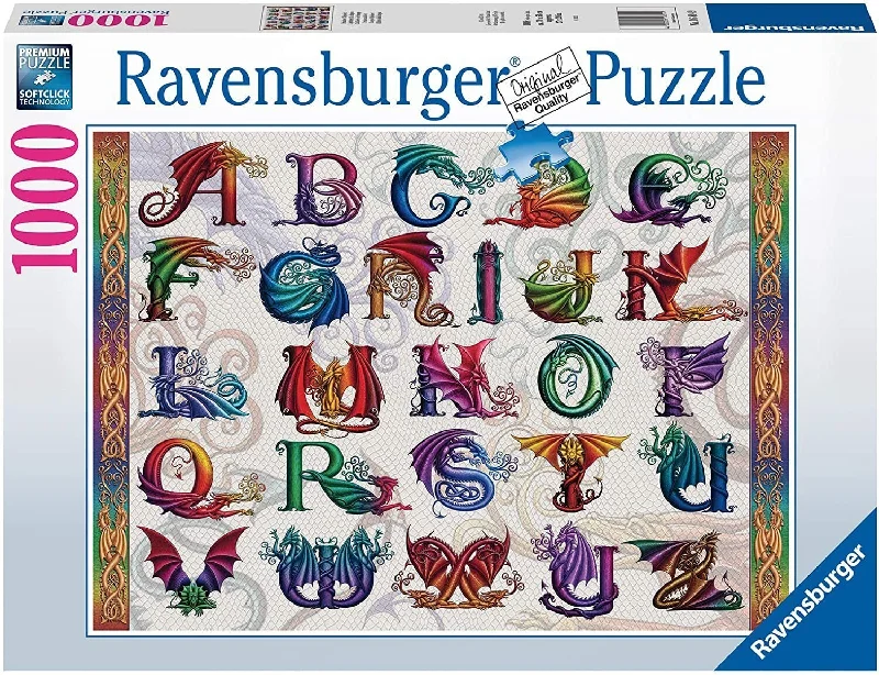 Beach - themed puzzles with palm trees and waves RAVENSBURGER DRAGON ALPHABET 1000PC Beach - themed puzzles with palm trees and waves RAVENSBURGER DRAGON ALPHABET 1000PC