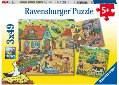 Multi - player cooperative puzzles for group activities RAVENSBURGER ON THE FARM 3 X 49PC Multi - player cooperative puzzles for group activities RAVENSBURGER ON THE FARM 3 X 49PC