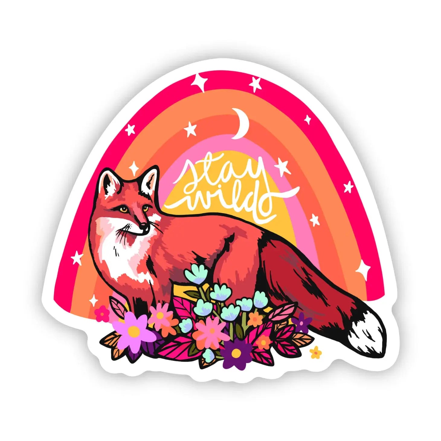 Plush toys for makeup lovers with makeup - palette - shaped accents "Stay Wild" Fox Rainbow Sticker Plush toys for makeup lovers with makeup - palette - shaped accents "Stay Wild" Fox Rainbow Sticker