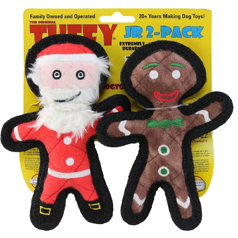 Plush toys for carpenters with wood - grain - textured designs Tuffy Jr Gingerbread Man & Santa 2 Pack Plush toys for carpenters with wood - grain - textured designs Tuffy Jr Gingerbread Man & Santa 2 Pack