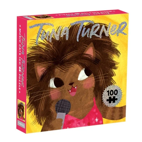 Puzzle - themed greeting cards with puzzle - solving elements​ Tuna Turner 100Pc Music Cats Puzzle