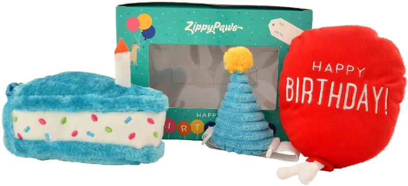 Knight - inspired plush toys with shields and swords Zippy Paws 3-piece Birthday Box for Dogs Knight - inspired plush toys with shields and swords Zippy Paws 3-piece Birthday Box for Dogs